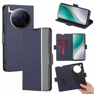 For Tecno Camon 40 Premier 5G Twill Texture Side Button Leather Phone Case(Blue)
