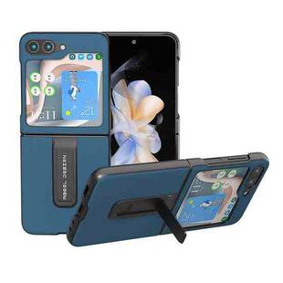 For Samsung Galaxy Z Flip5 Genuine Silky Soft ABEEL Black Edge Phone Case with Holder(Blue)