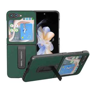 For Samsung Galaxy Z Flip5 Genuine Silky Soft ABEEL Black Edge Phone Case with Holder(Green)