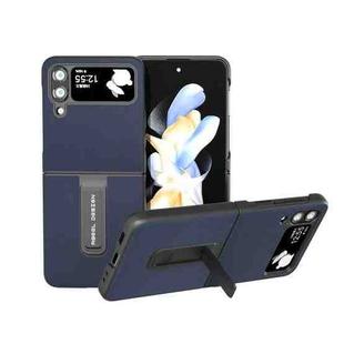 For Samsung Galaxy Z Flip4 Genuine Leather Xiaoya Series Phone Case with Holder(Blue)