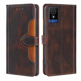 For TCL 501 4G Skin Feel Magnetic Buckle Leather Phone Case(Brown)