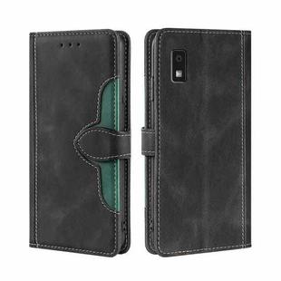 For Sharp Aqous Wish3 Skin Feel Magnetic Buckle Leather Phone Case(Black)