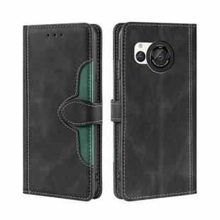 For Sharp Aquos R8 SH-52D Skin Feel Magnetic Buckle Leather Phone Case(Black)