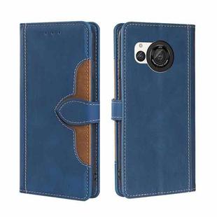 For Sharp Aquos R8 SH-52D Skin Feel Magnetic Buckle Leather Phone Case(Blue)