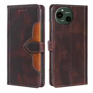 For Sharp Aquos R9 Skin Feel Magnetic Buckle Leather Phone Case(Brown)