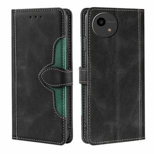 For Sharp Aqous Wish4 Skin Feel Magnetic Buckle Leather Phone Case(Black)