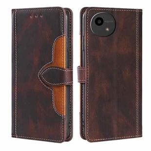 For Sharp Aqous Wish4 Skin Feel Magnetic Buckle Leather Phone Case(Brown)