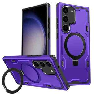 For Samsung Galaxy S23 5G Patronus MagSafe Magnetic Holder Phone Case(Purple)