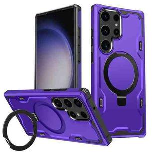 For Samsung Galaxy S23 Ultra 5G Patronus MagSafe Magnetic Holder Phone Case(Purple)