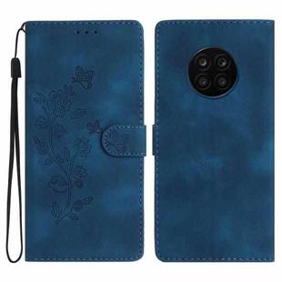 For Honor 50 Lite Flower Butterfly Embossing Pattern Leather Phone Case(Blue)