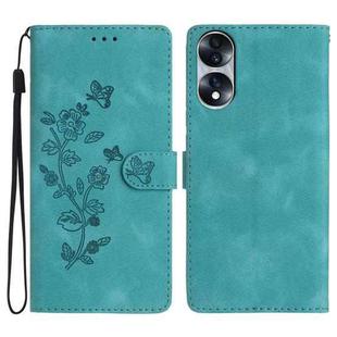 For Honor 70 Flower Butterfly Embossing Pattern Leather Phone Case(Sky Blue)