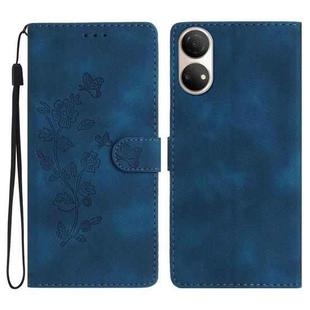 For Honor X7 / Play 30 Plus Flower Butterfly Embossing Pattern Leather Phone Case(Blue)