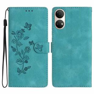 For Honor X7 / Play 30 Plus Flower Butterfly Embossing Pattern Leather Phone Case(Sky Blue)