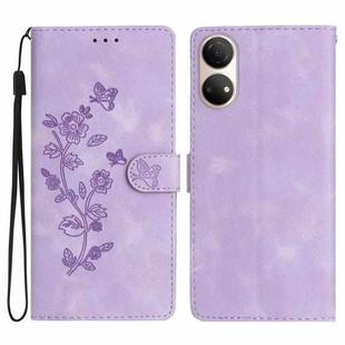 For Honor X7 / Play 30 Plus Flower Butterfly Embossing Pattern Leather Phone Case(Purple)