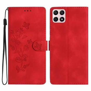 For Honor X8 / X30i Flower Butterfly Embossing Pattern Leather Phone Case(Red)