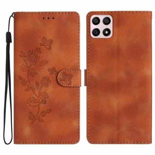 For Honor X8 / X30i Flower Butterfly Embossing Pattern Leather Phone Case(Brown)