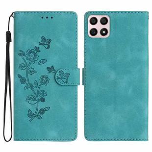 For Honor X8 / X30i Flower Butterfly Embossing Pattern Leather Phone Case(Sky Blue)