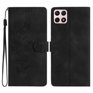 For Honor X8 / X30i Flower Butterfly Embossing Pattern Leather Phone Case(Black)