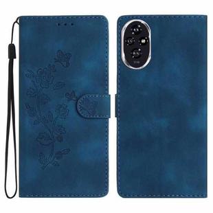 For Honor 200 Flower Butterfly Embossing Pattern Leather Phone Case(Blue)