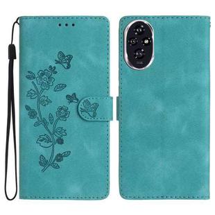 For Honor 200 Flower Butterfly Embossing Pattern Leather Phone Case(Sky Blue)