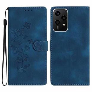 For Honor 200 Lite Global Flower Butterfly Embossing Pattern Leather Phone Case(Blue)