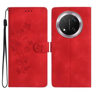 For Honor X9c Flower Butterfly Embossing Pattern Leather Phone Case(Red)