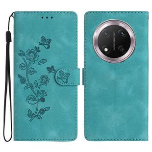 For Honor X9c Flower Butterfly Embossing Pattern Leather Phone Case(Sky Blue)
