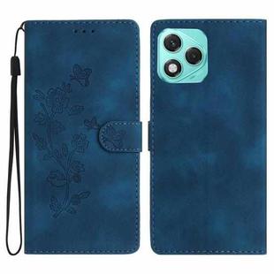 For Honor 400 Lite Global Flower Butterfly Embossing Pattern Leather Phone Case(Blue)