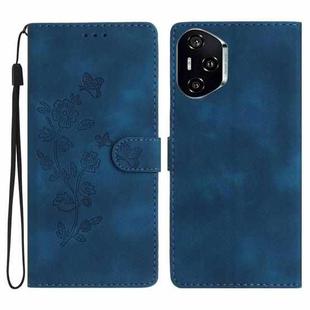 For Honor 400 Pro Global 160.8mm Flower Butterfly Embossing Pattern Leather Phone Case(Blue)