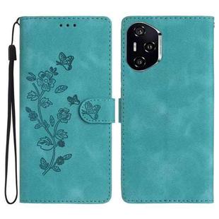 For Honor 400 Pro Global 160.8mm Flower Butterfly Embossing Pattern Leather Phone Case(Sky Blue)