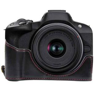 For Canon EOS R50 1/4 inch Thread PU Leather Camera Half Case Base(Black)