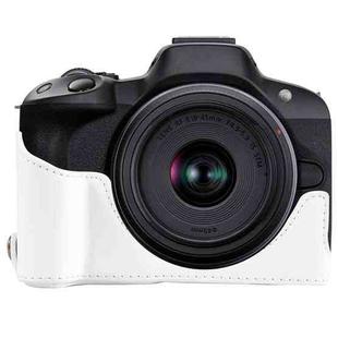 For Canon EOS R50 1/4 inch Thread PU Leather Camera Half Case Base(White)