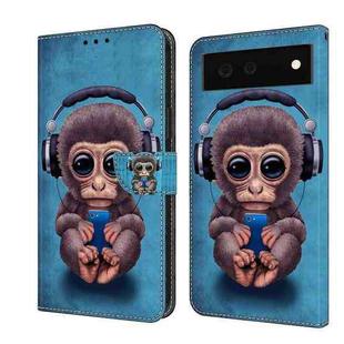 For Google Pixel 6 Crystal 3D Shockproof Protective Leather Phone Case(Orangutan)