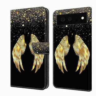 For Google Pixel 6a Crystal 3D Shockproof Protective Leather Phone Case(Golden Wings)