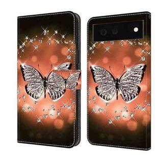 For Google Pixel 6a Crystal 3D Shockproof Protective Leather Phone Case(Crystal Butterfly)