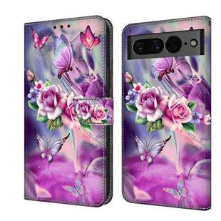 For Google Pixel 7 Crystal 3D Shockproof Protective Leather Phone Case(Butterfly)