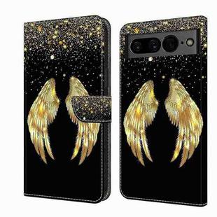 For Google Pixel 7 Crystal 3D Shockproof Protective Leather Phone Case(Golden Wings)