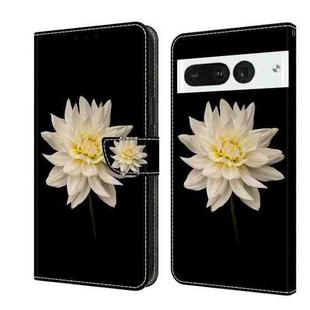 For Google Pixel 7 Pro Crystal 3D Shockproof Protective Leather Phone Case(White Flower)