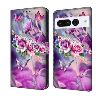For Google Pixel 7 Pro Crystal 3D Shockproof Protective Leather Phone Case(Butterfly)