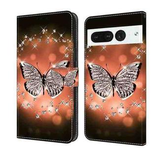 For Google Pixel 7 Pro Crystal 3D Shockproof Protective Leather Phone Case(Crystal Butterfly)