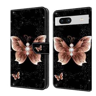 For Google Pixel 7a Crystal 3D Shockproof Protective Leather Phone Case(Pink Diamond Butterfly)