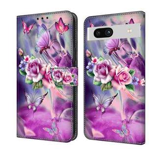 For Google Pixel 7a Crystal 3D Shockproof Protective Leather Phone Case(Butterfly)