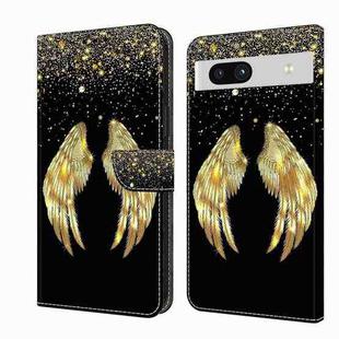 For Google Pixel 7a Crystal 3D Shockproof Protective Leather Phone Case(Golden Wings)