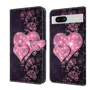 For Google Pixel 7a Crystal 3D Shockproof Protective Leather Phone Case(Lace Love)
