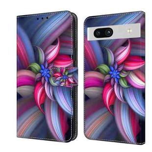 For Google Pixel 7a Crystal 3D Shockproof Protective Leather Phone Case(Colorful Flower)