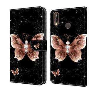 For Huawei P20 Lite Crystal 3D Shockproof Protective Leather Phone Case(Pink Diamond Butterfly)