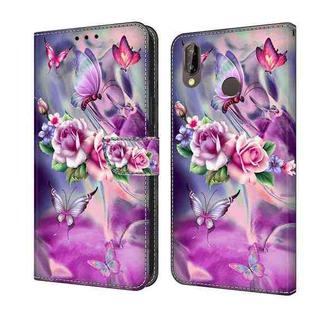 For Huawei P20 Lite Crystal 3D Shockproof Protective Leather Phone Case(Butterfly)