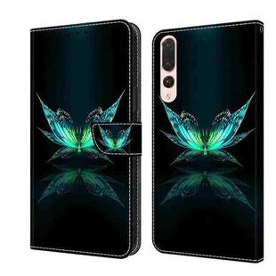 For Huawei P20 Pro Crystal 3D Shockproof Protective Leather Phone Case(Reflection Dutterfly)
