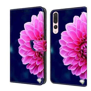 For Huawei P20 Pro Crystal 3D Shockproof Protective Leather Phone Case(Pink Petals)