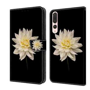 For Huawei P20 Pro Crystal 3D Shockproof Protective Leather Phone Case(White Flower)